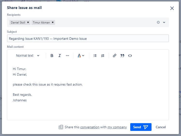 Compose Email in Jira