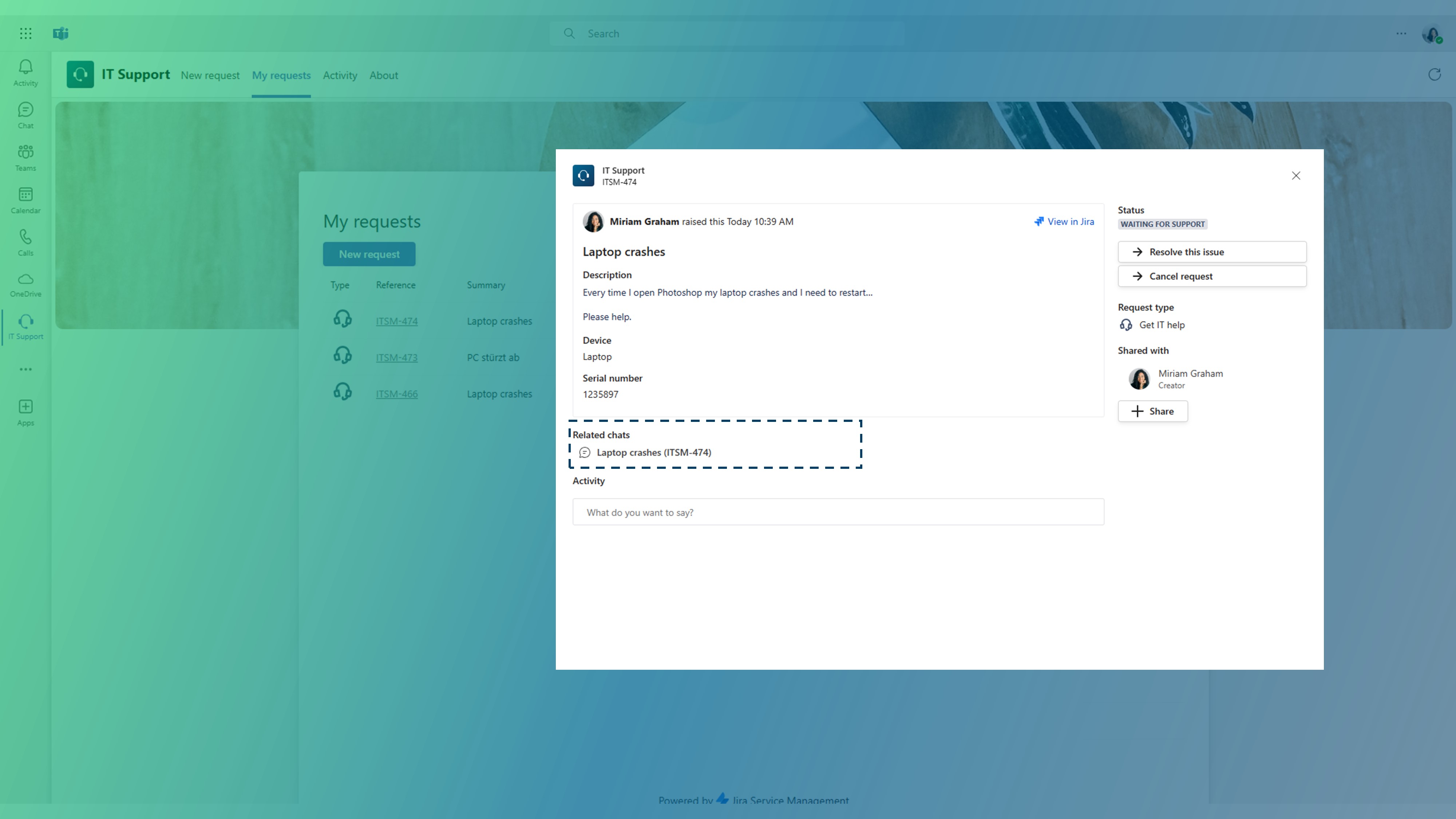 Microsoft Teams app_Customer Portal_My requests_detailed issue view.jpg